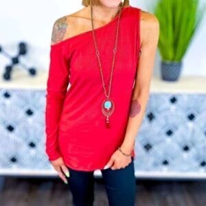 NWT - Plus Size Women’s Off Shoulder Maroon Long Sleeve Top Blouse - Size 2XL